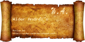 Wider András névjegykártya